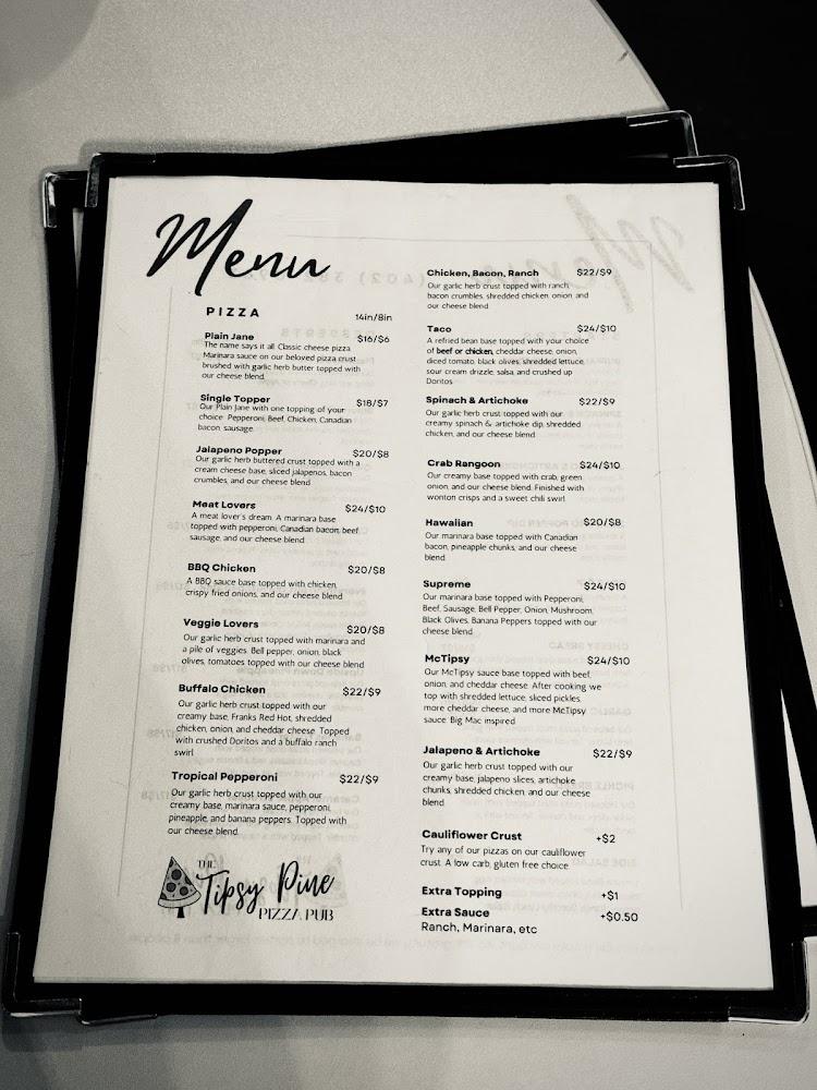 The Tipsy Pine Pizza Pub Menu image 2