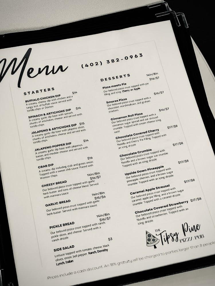 The Tipsy Pine Pizza Pub Menu image 3